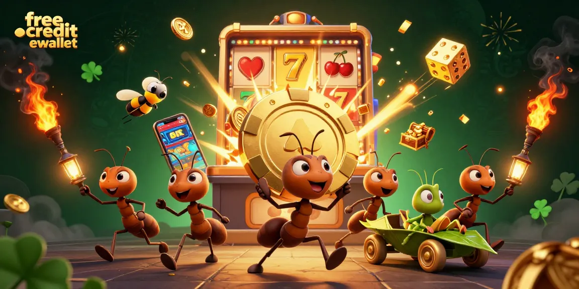 Experience exciting gameplay with free credit ewallet, as cartoon ants run a thrilling casino heist.