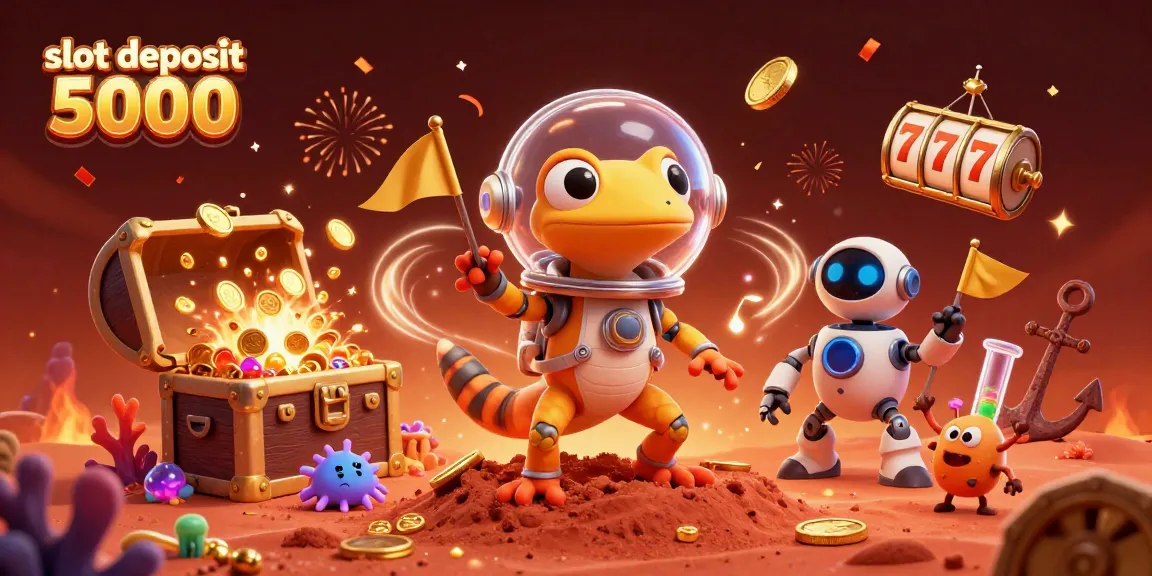 Experience the excitement of slot deposit 5000 with a vibrant 3D illustration featuring a Martian theme.