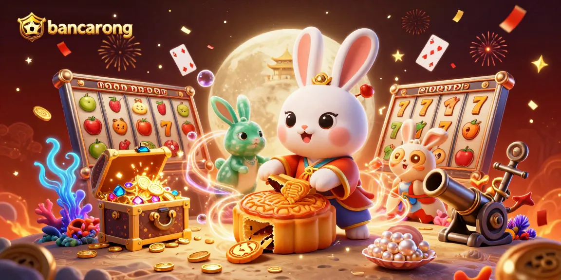 Experience the thrill of bancarong as a moon rabbit reveals poker chips in a vibrant casino scene.