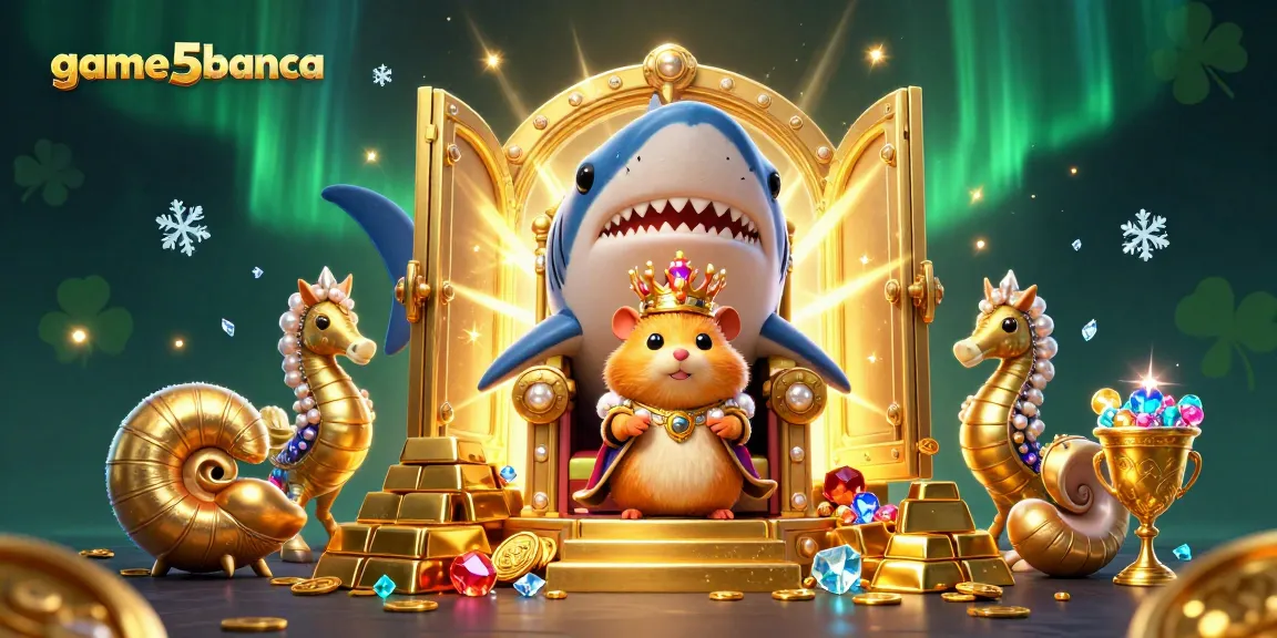 Engage with the adventure in game5banca featuring a golden hamster king on a treasure throne.