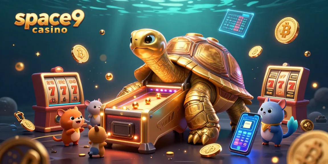Experience thrilling gameplay at space9 casino with a vibrant 3D tortoise pinball machine.
