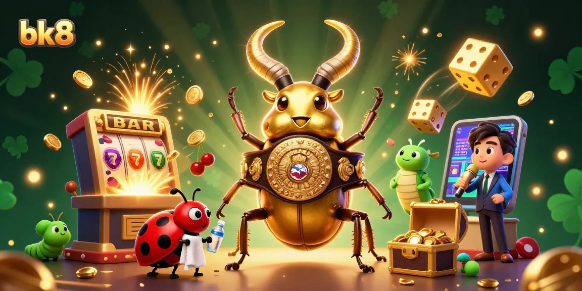 Spin the reels at bk8 with an exciting 3D illustration of a golden stag beetle as a champion!