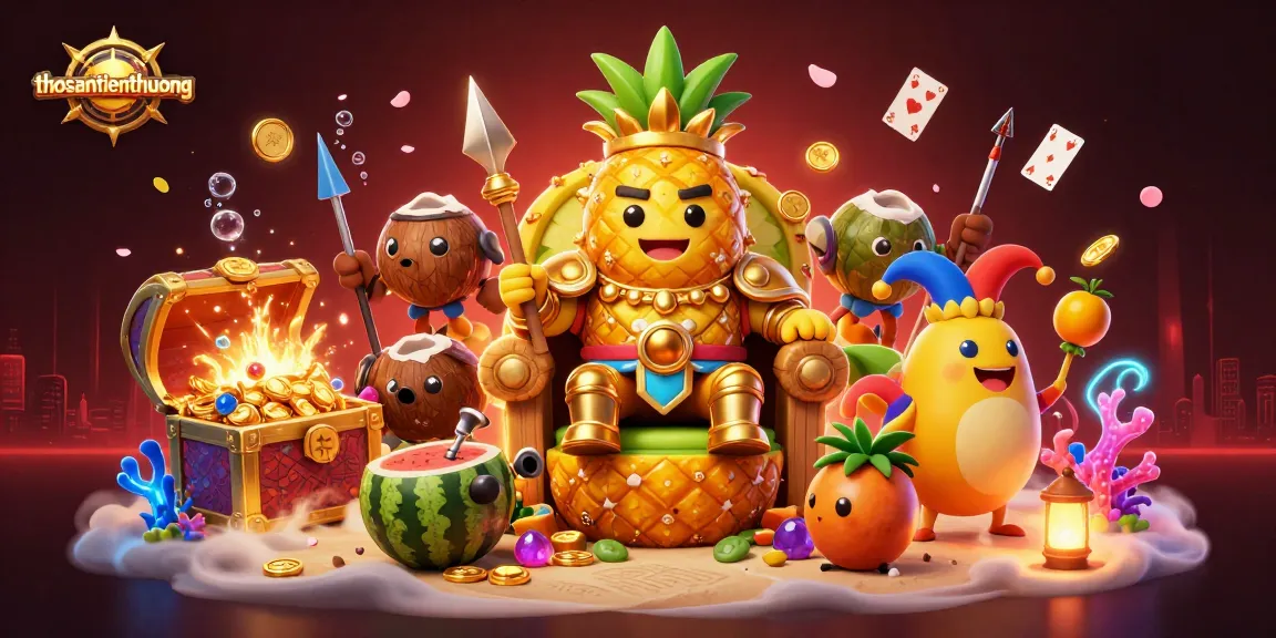 Engage with thosantienthuong, a vibrant 3D casino scene featuring characters and exciting game elements.