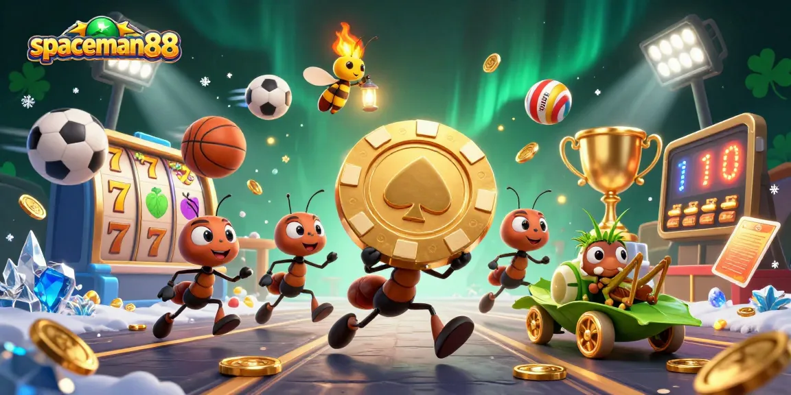 Engage with spaceman88 as ants race to win a gigantic poker chip in a thrilling heist scene.