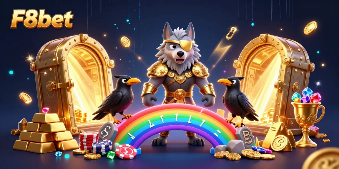 Experience F8bet with a dynamic casino-themed world filled with characters and treasure.
