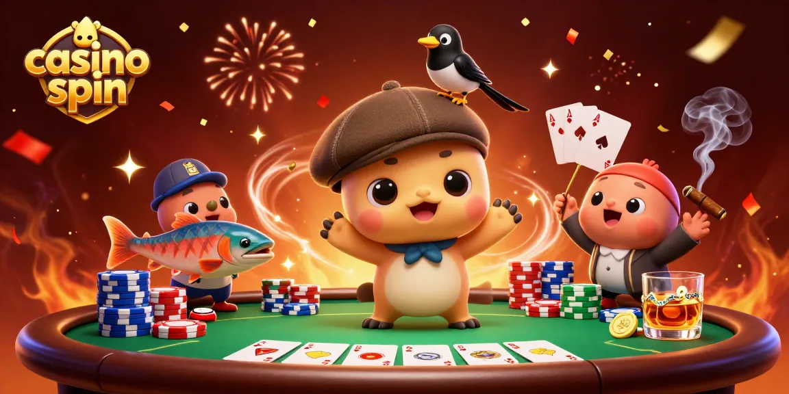 Experience exciting casino spin gameplay with colorful characters and vibrant casino elements.