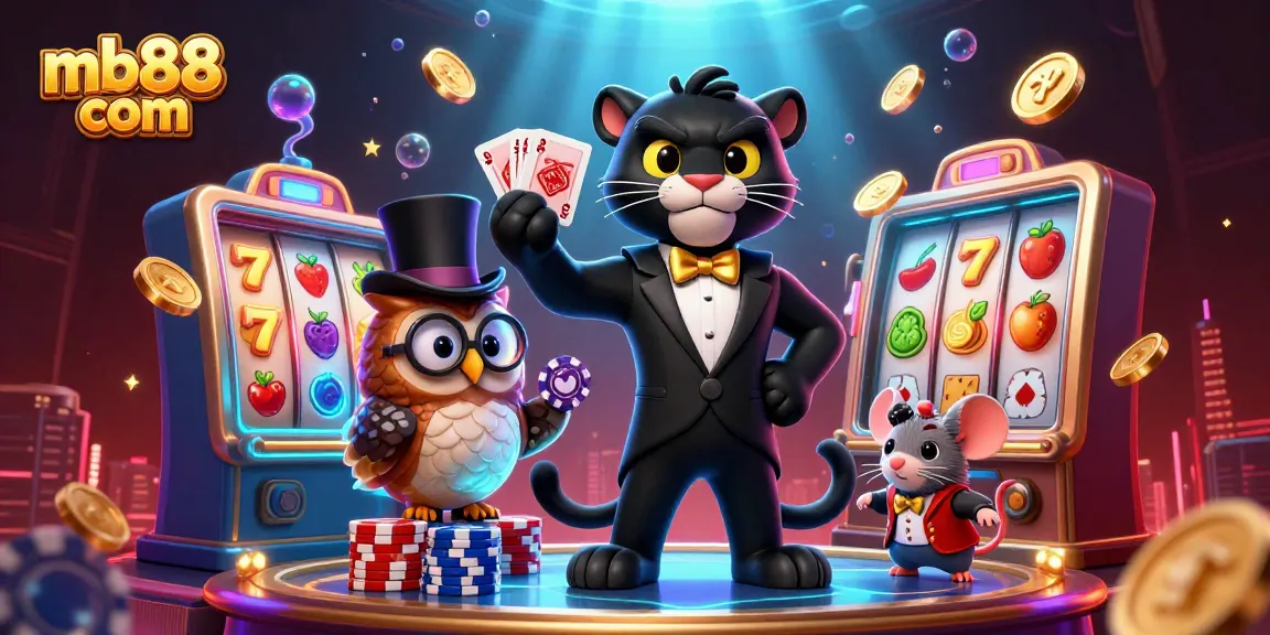 Experience thrilling wins at mb88 com with a stylish panther dealer amidst slot reels and golden payouts.
