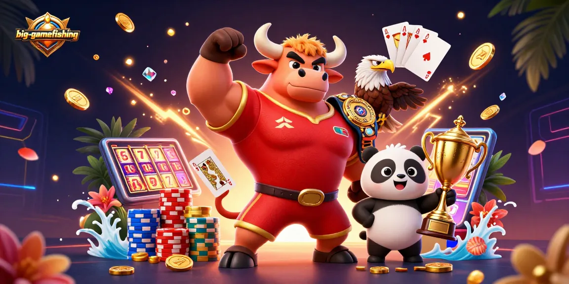 Experience big-gamefishing excitement with this vibrant casino illustration filled with action and treasures.