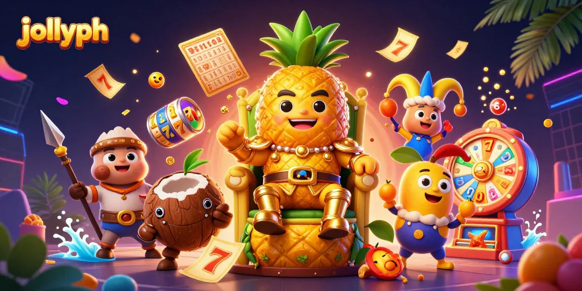 Experience thrilling slots and bingo with jollyph in this vibrant casino illustration featuring engaging characters and dynamic elements.
